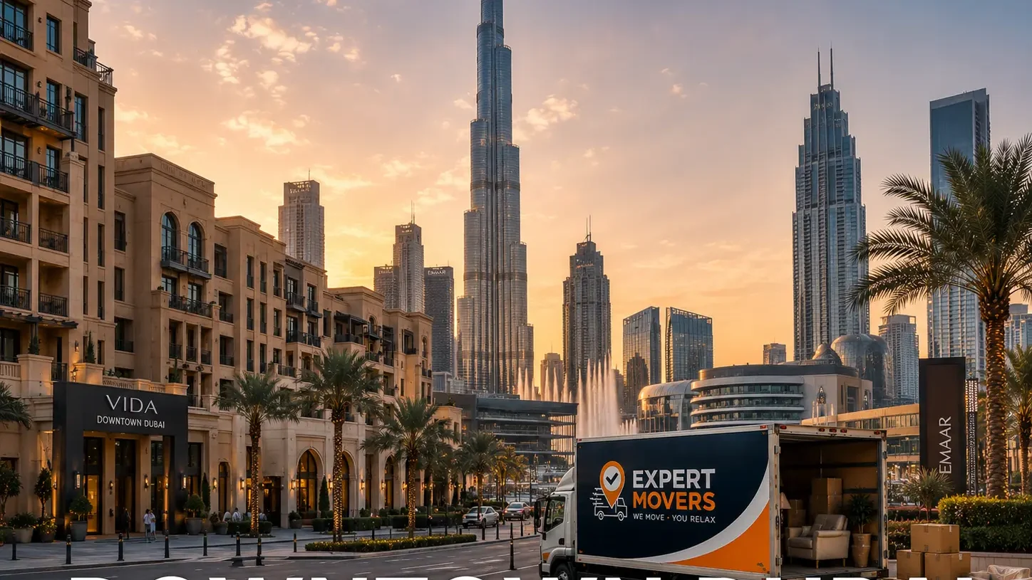 Sunset over Downtown Dubai skyline