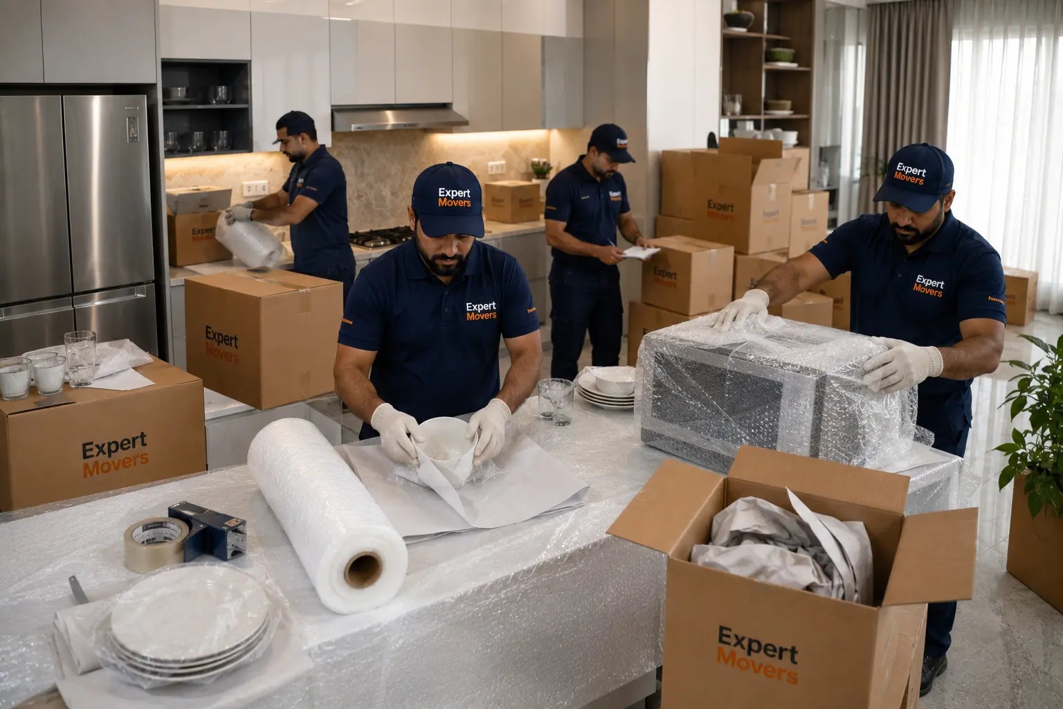 professional packing Fragile item packing, kitchen and electronics wrapping using premium materials, plus full unpacking service.