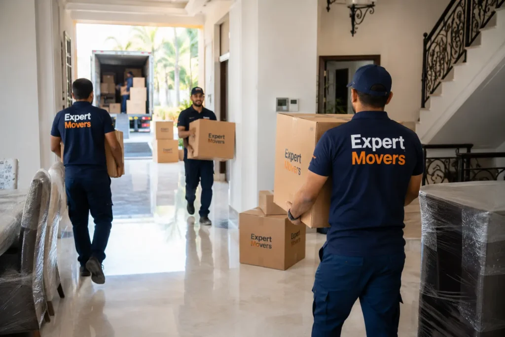 Movers and Packers Dubai team handling villa furniture