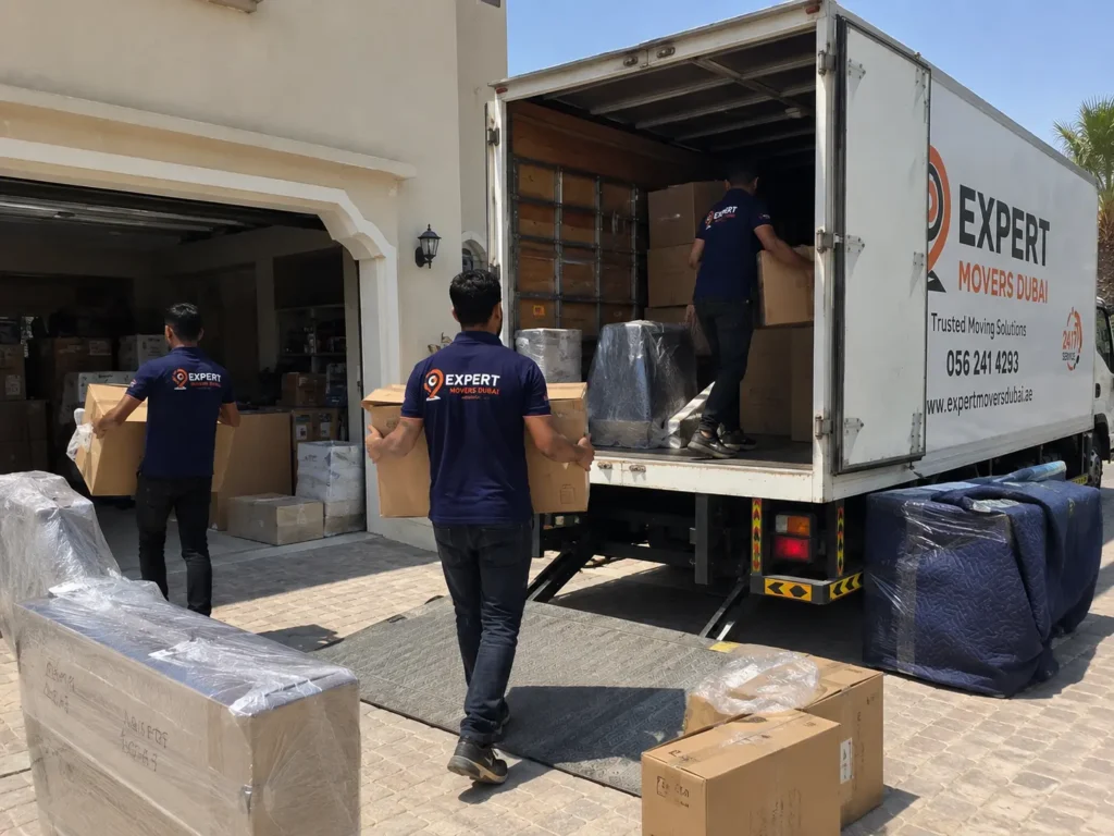 House movers Dubai loading truck on moving day