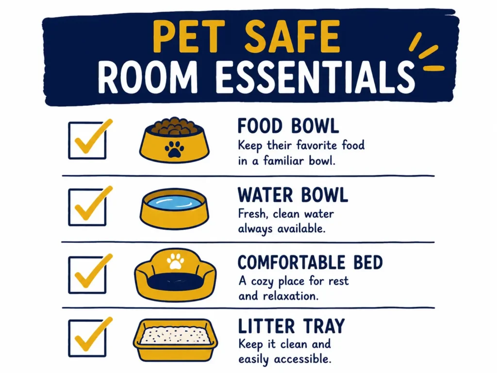Moving day with pets Dubai safe room checklist