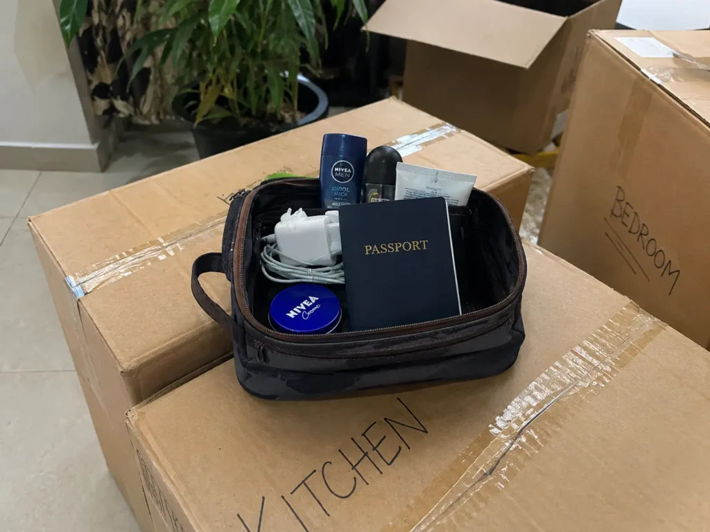 Moving house checklist Dubai essentials bag