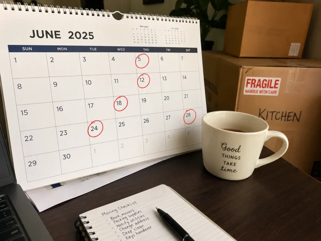 Moving house checklist Dubai countdown calendar