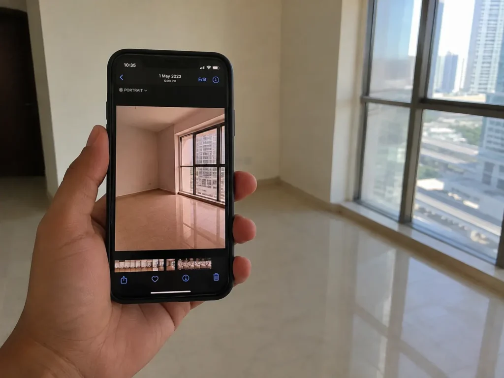 Security deposit back in Dubai comparing move-in and move-out photos