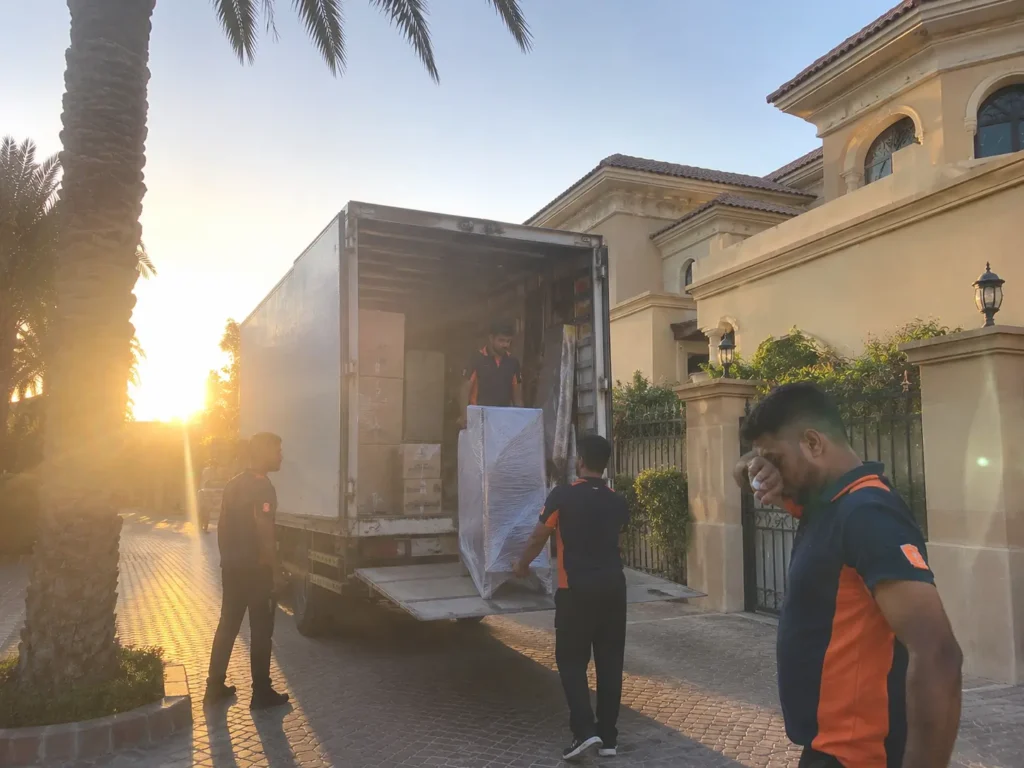 Summer moving Dubai early morning truck loading