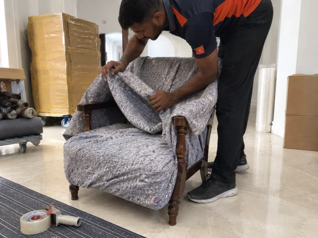 Summer moving Dubai furniture wrapped in breathable material