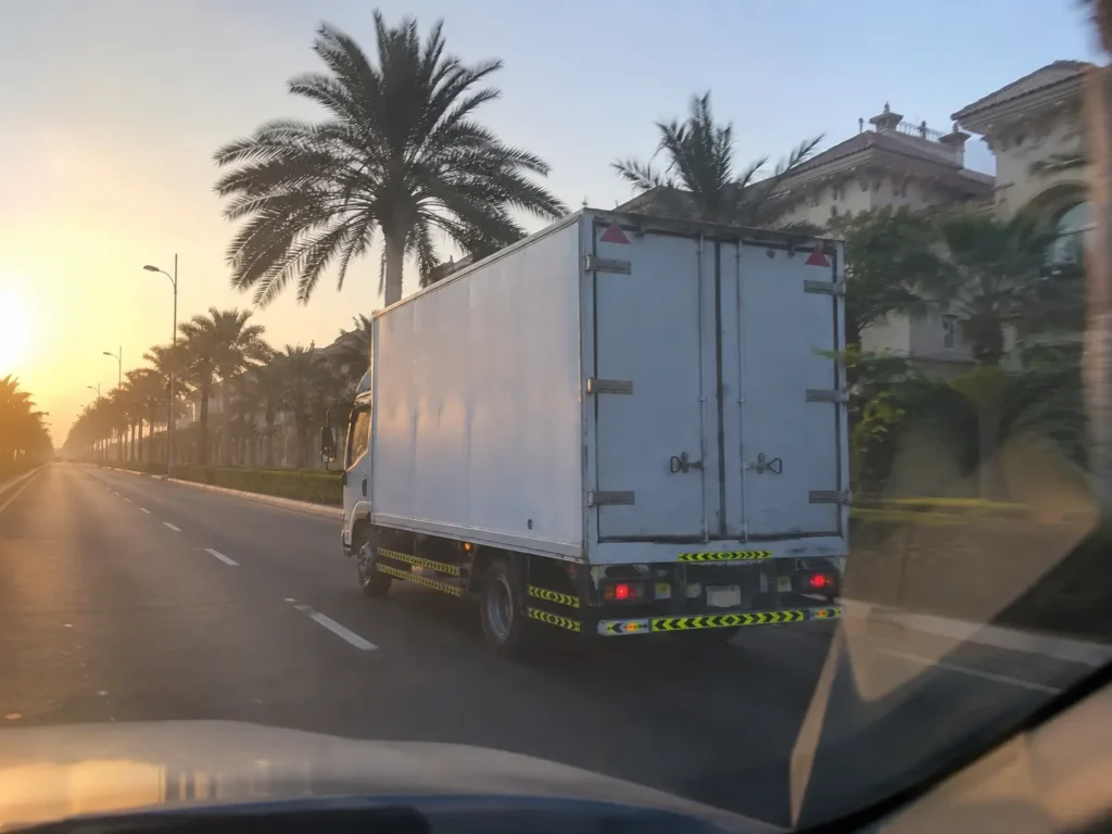 Villa moving permit Dubai early morning truck access Palm Jumeirah