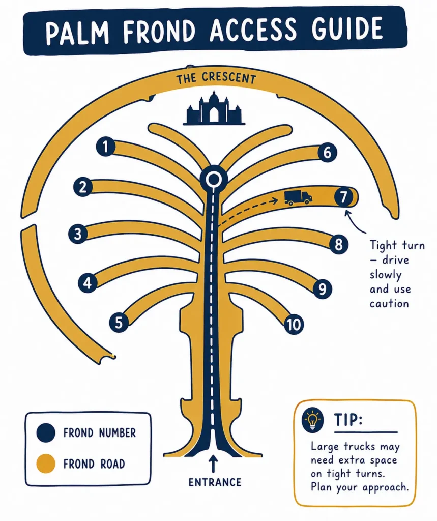 Movers and packers in Palm Jumeirah frond layout map