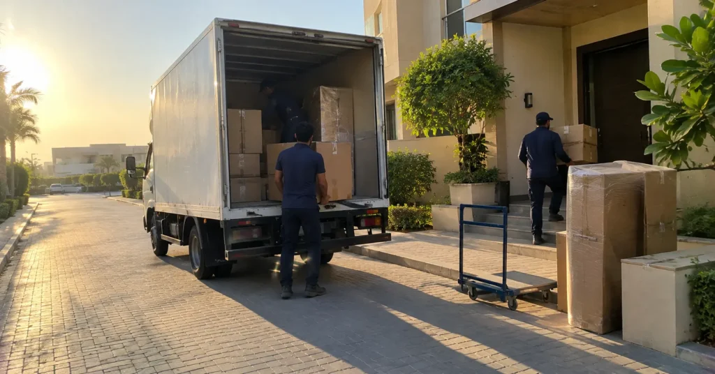 Moving day Dubai early morning loading