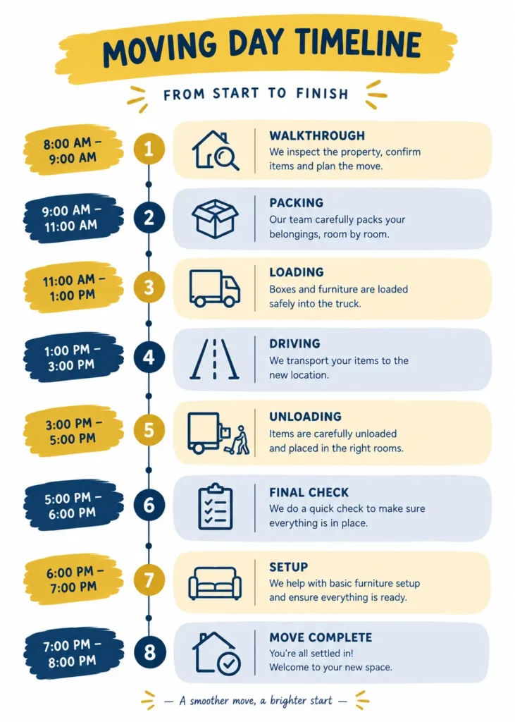 Moving day Dubai hour by hour timeline