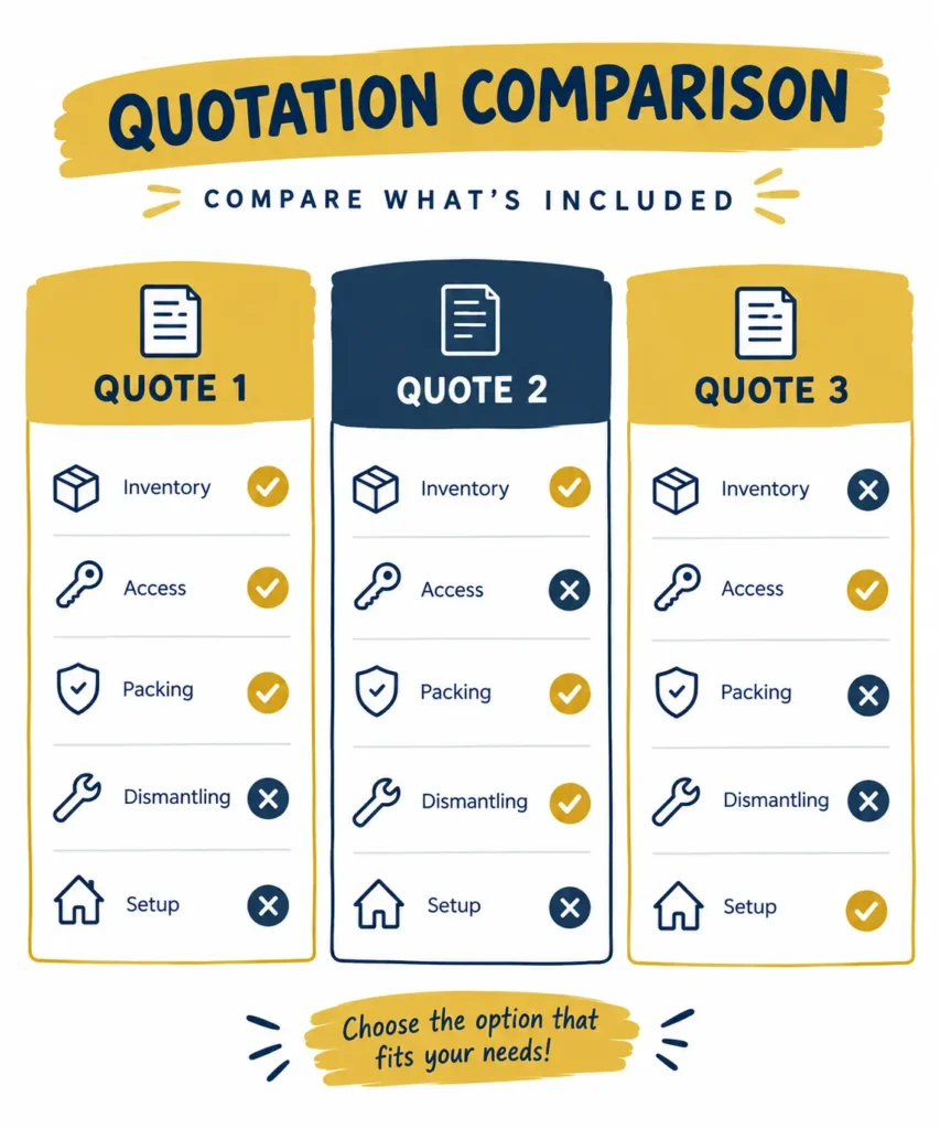 How to compare three moving quotes Dubai on the same scope