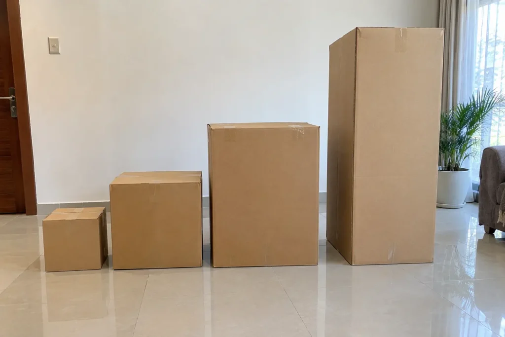 Villa moving boxes in small, medium, large and wardrobe sizes